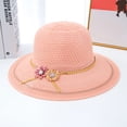thumbnail image 3 of ievspot Summer Lady Hat Large Brim Fake Flower Decor Sun Anti UV Vacation Beach Sun Hat, 3 of 8