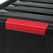 IRIS 32 Qt Stackable Plastic Storage Bins with Lids- Garage- Black, 6Pk