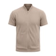 thumbnail image 6 of Men's Casual Jacket Quick Dry Polyester, Stand Up Collar Short Sleeve Zip Up Active Top, Lightweight Outdoor Rain Shell, Cycling Running Fishing | Zenithor,Khaki 3XL, 6 of 6