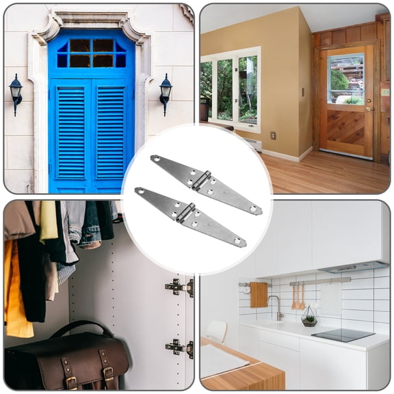 2-Pack Heavy Duty Wood Gate Strap Hinges, Decorative Barn Door T-Hinges, Galvanized Steel Cabinet Hardware
