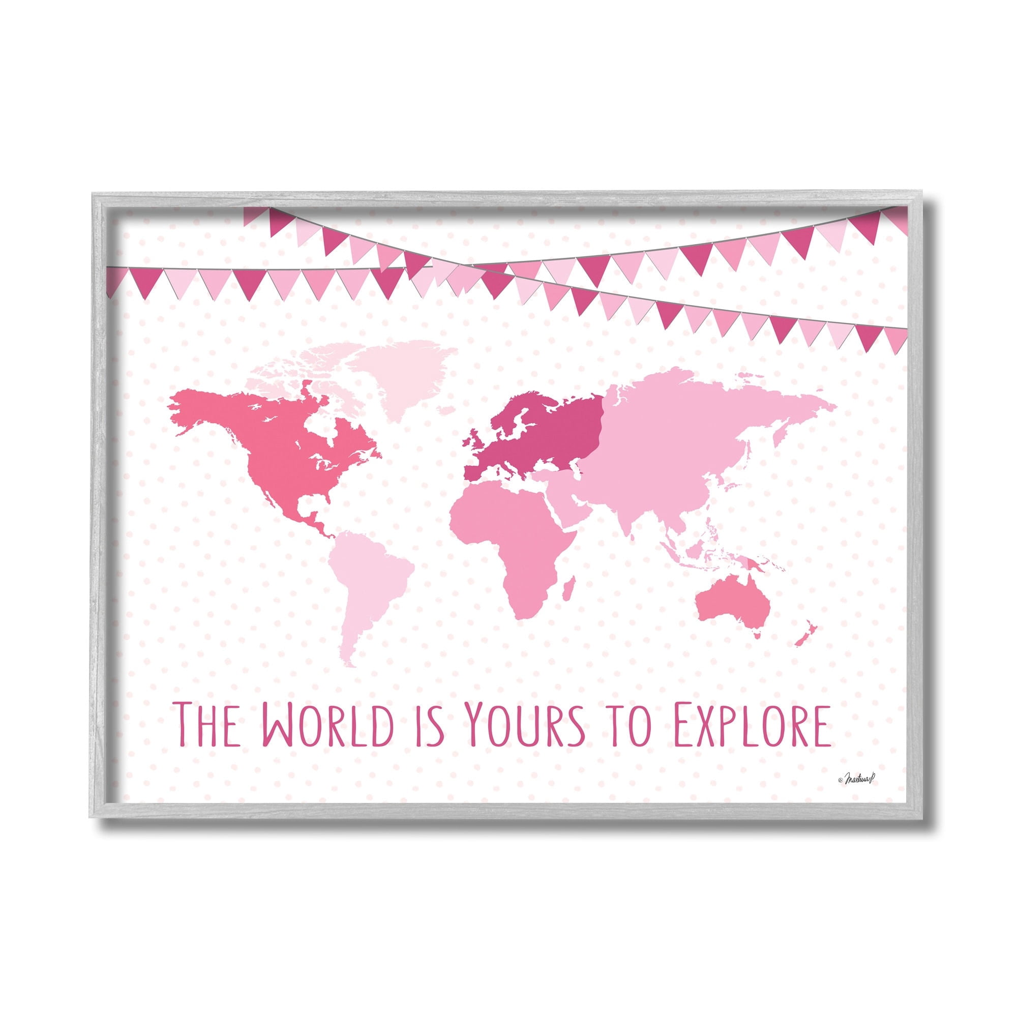 Stupell Industries World Is Yours to Explore Motivational World Map,24 x 30,Designed by Martina Pavlova