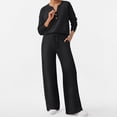 thumbnail image 5 of SUNBS Two Piece Outfits Women Fall Sweatsuits Henley Neck Tops Lounge Sets Wide Leg Pants Vocation Travel Outfits, 5 of 8