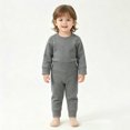 thumbnail image 2 of 3-4Years Child Boys Solid Thermal Underwear Set,Long Sleeve Top and Pants,Soft Warm Base Layer for Boys, 2 of 9