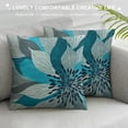 thumbnail image 3 of Fenyluxe Decorative Throw Pillow Covers Yellow and Gray Pastel Blue and Gray Trendy White Floral Teal Turquoise Aqua Lemon Floral Dahlia Pillow Case 12x12in, 3 of 5