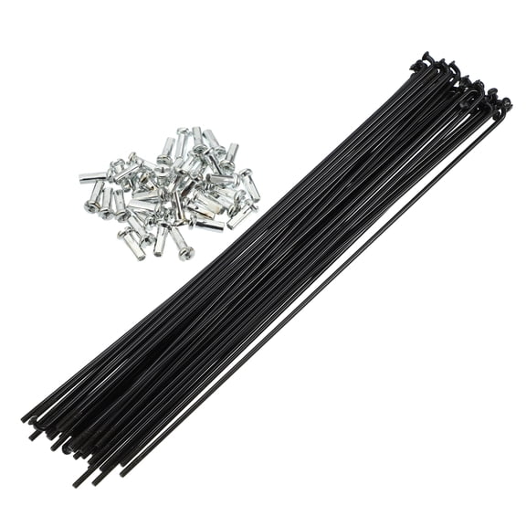 Unique Bargains 40 Pcs 14G J Bend 202mmx2mm Spokes with Nipples for Bike Bicycle Steel Black