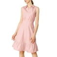 thumbnail image 5 of MODA NOVA Junior's Ruffled Sleeveless Vintage Shirt Midi Dress with Belt, 5 of 5