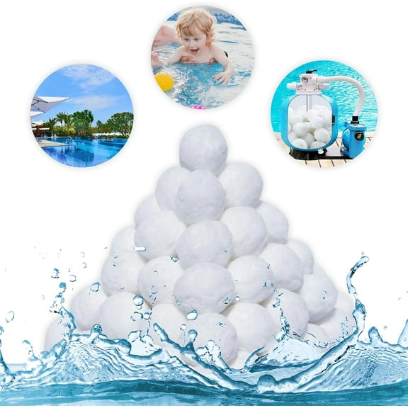 1.54 Lbs Pool Filter Balls, Eco-Friendly Filter Balls for Swimming Pool Sand Filters, Lightweight and Reusable Fiber Ball, Replace 50 lbs Pool Filter Sand (1.54, Pounds)