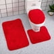 thumbnail image 3 of 3pc Bathroom Set Rug Mat Toilet Lid Cover Plain Solid Color Bathmats, 3 of 4