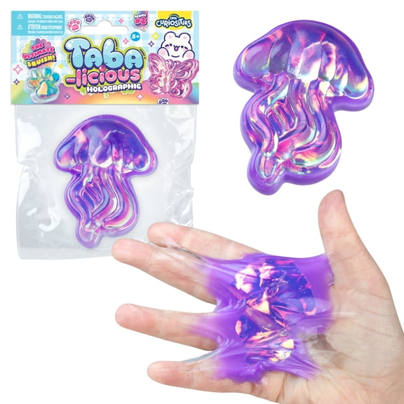 ORB Tabalicious Holographic TABA Squishy Jellyfish Toy - Cute, Sticky Jellyfish TABA Squishies with Holographic Surface - Fun Squishy Stress Ball Toys - Kawaii Sensory Fidget Toys for Kids and Adults