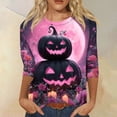thumbnail image 2 of IYYVV Womens Halloween Shirts 3/4 Sleeve Tops Round Neck Funny Graphic Tees Trendy Comfy Halloween Costumes for Women Adult Dark Purple S, 2 of 8