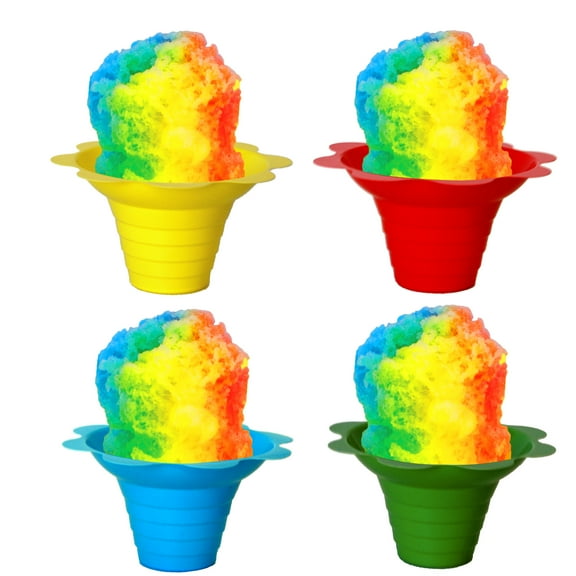Hypothermias Shaved Ice / Snow Cone Flower Cups, Small, Case of 1000, Variety of Colors: Yellow, Red, Blue, Green