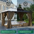 thumbnail image 4 of Clouddwell 10'x13' Hardtop Gazebo - Polycarbonate Double Roof with Netting & Curtains for Patio, Garden Sun Protection,Browm, 4 of 5