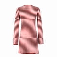 thumbnail image 4 of Women'S Striped Bodycon Mini Dress Crew Neck Long Sleeve Casual Fall Dresses Red S, 4 of 9