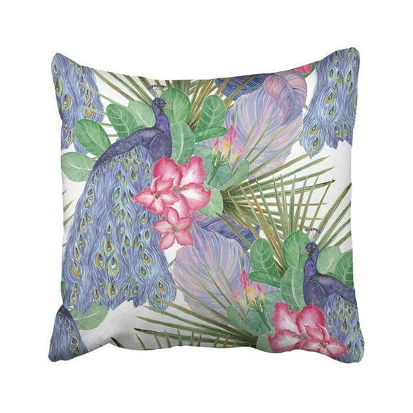 RYLABLUE Watercolor Tropical With Exotic Flowers Pink Medinilla Magnifica Adenium Obesum Desert Pillowcase Cover 18x18 inch