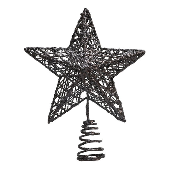 Glittered Christmas Tree Topper, Christmas Treetop Hollow Wire Star Topper for Christmas Home Decoration, Black