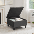 thumbnail image 4 of Alden Design Modern Linen-like Storage Ottoman Bench with Button-Tufted for Entryway, Dark Gray, 4 of 9