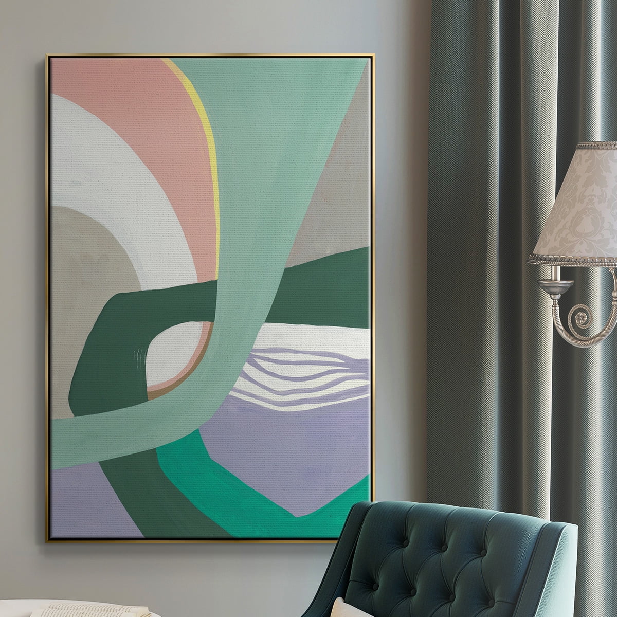 Merge Left Framed Premium Gallery Wrapped Canvas - Ready to Hang - 17 x 25 - Gold Floating Frame