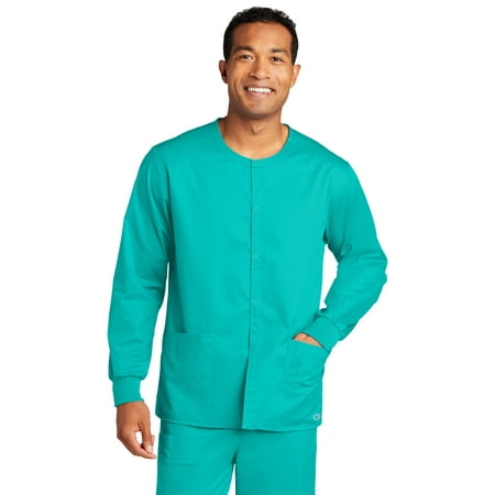 

WonderWink Unisex WorkFlex Snap-Front Scrub Jacket WW3080 In Teal Blue