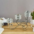 thumbnail image 3 of Metal 3 Arms Crystal Candle Holder Candelabra Hollow Lamp Bowls Votive Candlesticks Elegant for Dining Table Centerpiece Decor -, 3 of 7