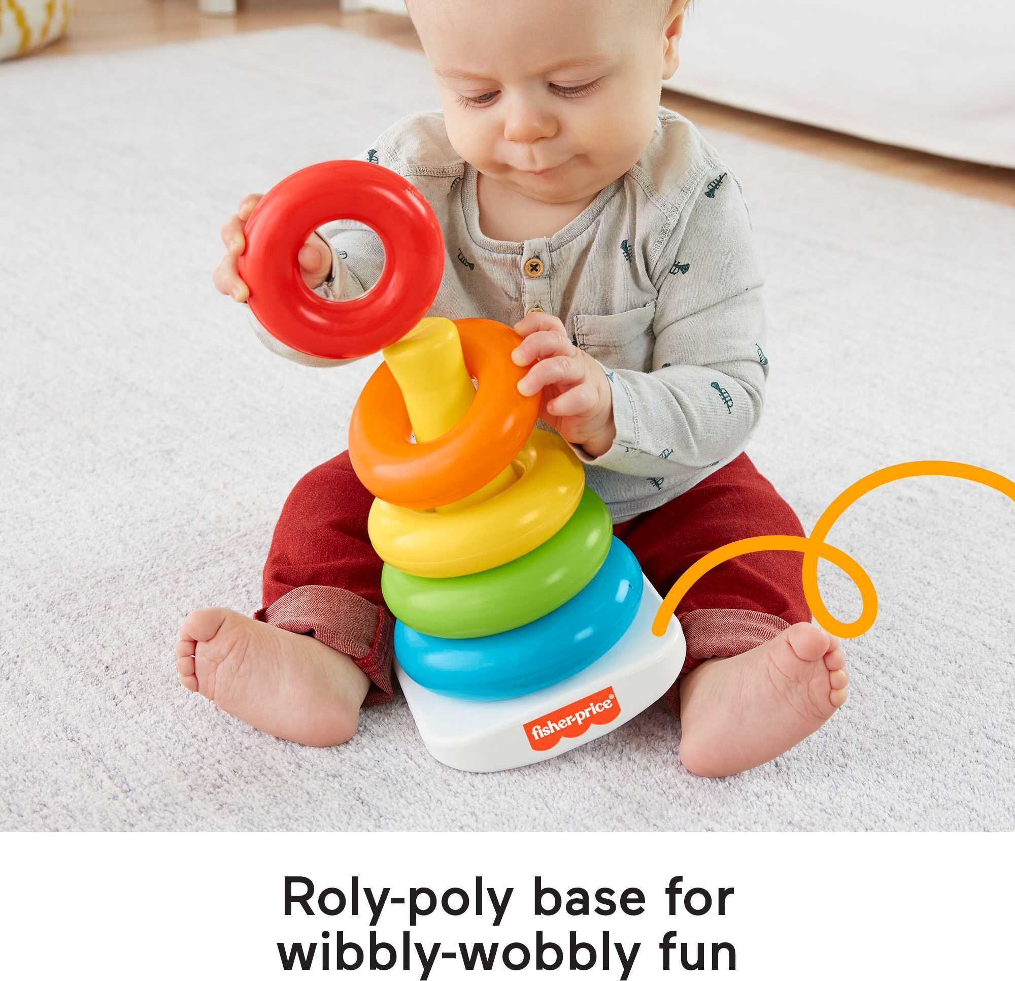 Fisher-Price Rock-a-Stack Ring Stacking Toy with Roly-Poly Base for Infants - image 2 of 6