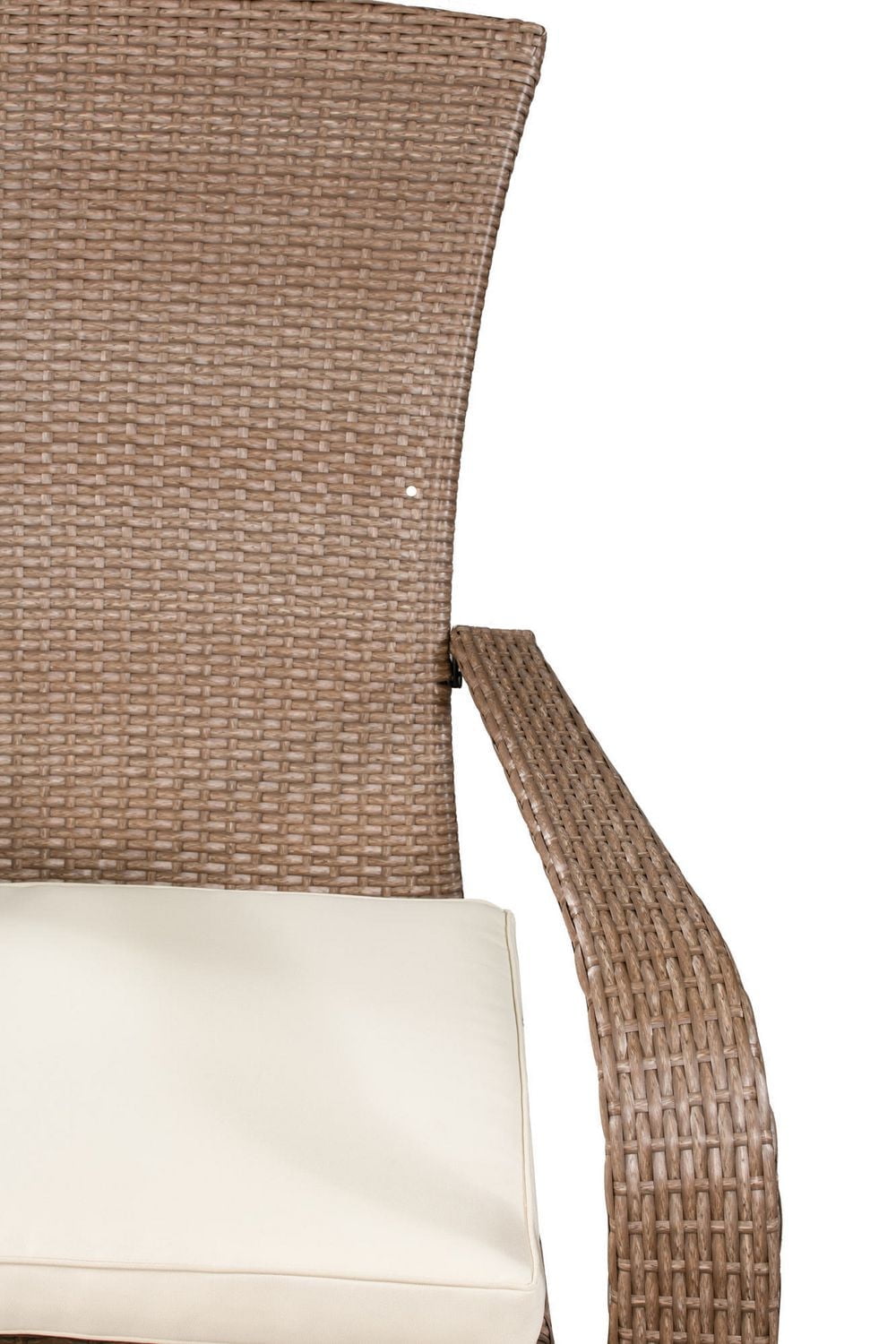Patioflare Comfort Height Wicker Muskoka Chair - Caramel Brown Wicker with Beige Cushion