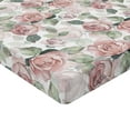 thumbnail image 4 of Ambesonne Vintage Floral Fitted Sheet, English Roses Print, Twin XL Size, Blush and Sage Green, 4 of 5
