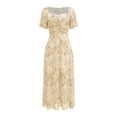 thumbnail image 6 of Letdown Summer Dresses for Women 2026 Floral Cottagecore Dress Puff Sleeve Maxi Ruffled Corset Dress Square Neck A Line Flowy Wedding Guest Tea Party Dresses, 6 of 7