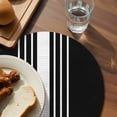 thumbnail image 3 of Black White Stripe Round Placemats Set of 4 for Dinning Tables,Heat-proof Braided Table Mats 13 Inch,Modern Rustic Vertical Striped Washable Place Mat for Kitchen Restaurant Party Decor Table Setting, 3 of 9