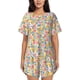 thumbnail image 1 of Fotbe Watercolor Wildflowers Conjunto de Pijama Estampado para Mujer, 2 Piezas, Ropa de Dormir con Camiseta de Manga Corta y Shorts Suaves-Small, 1 of 6