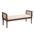 thumbnail image 3 of Christopher Knight Home Classic Tufted Upholstered Bench with Curved Arms, Solid Wood Frame, Beige+Walnut, 3 of 9