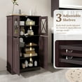 thumbnail image 6 of Giantex Bathroom Floor Storage Cabinet, Freestanding Linen Cabinet w/3 Adjustable Shelves, Brown, 6 of 9