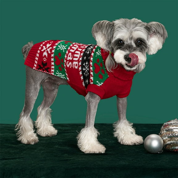Dog Sweater, Holiday Christmas Snowflake Pet Warm Knitwear Dog Sweaters Soft Puppy Clothing, Doggie Turtleneck Cold Weather Outfit Pullover for Small Medium Large Dogs Cats, Red XL