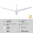 thumbnail image 3 of Ventilador de techo industrial 56", acabado blanco, 3 aspas, 5 velocidades, 65W, 3 of 5