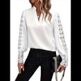 thumbnail image 3 of Blusa Elegante de Encaje con Cuello en V para Mujer, Larga, con Ojales, Estilo Floral para Fiestas. XXL, 3 of 6