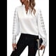 thumbnail image 3 of Blusa Elegante de Encaje con Cuello en V para Mujer, Larga, con Ojales, Estilo Floral para Fiestas. S, 3 of 6