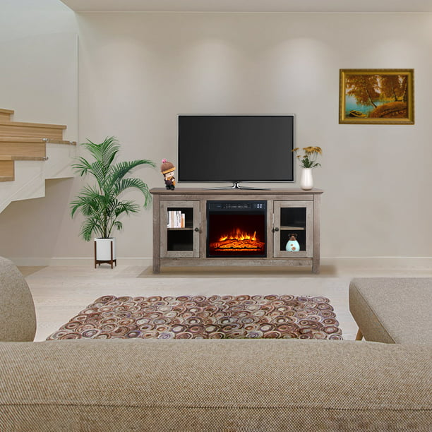Electric Fireplace Insert, Electric Fireplace With Shelves On Both Sides