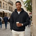 thumbnail image 6 of Sorvello Men's Fleece Big and Tall Hoodie Quarter Zip Fuzzy Sweatshirt Classic Warm Comfy Athletic Work Casual Fall Winter Top for Men Black L, 6 of 8