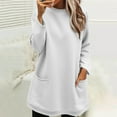 thumbnail image 3 of ManxiVoo Women's Round Neck Anxiety Relief Comfort Hoodie Long Sleeve Warm Casual Sweatshirt Tops M Size White, 3 of 6