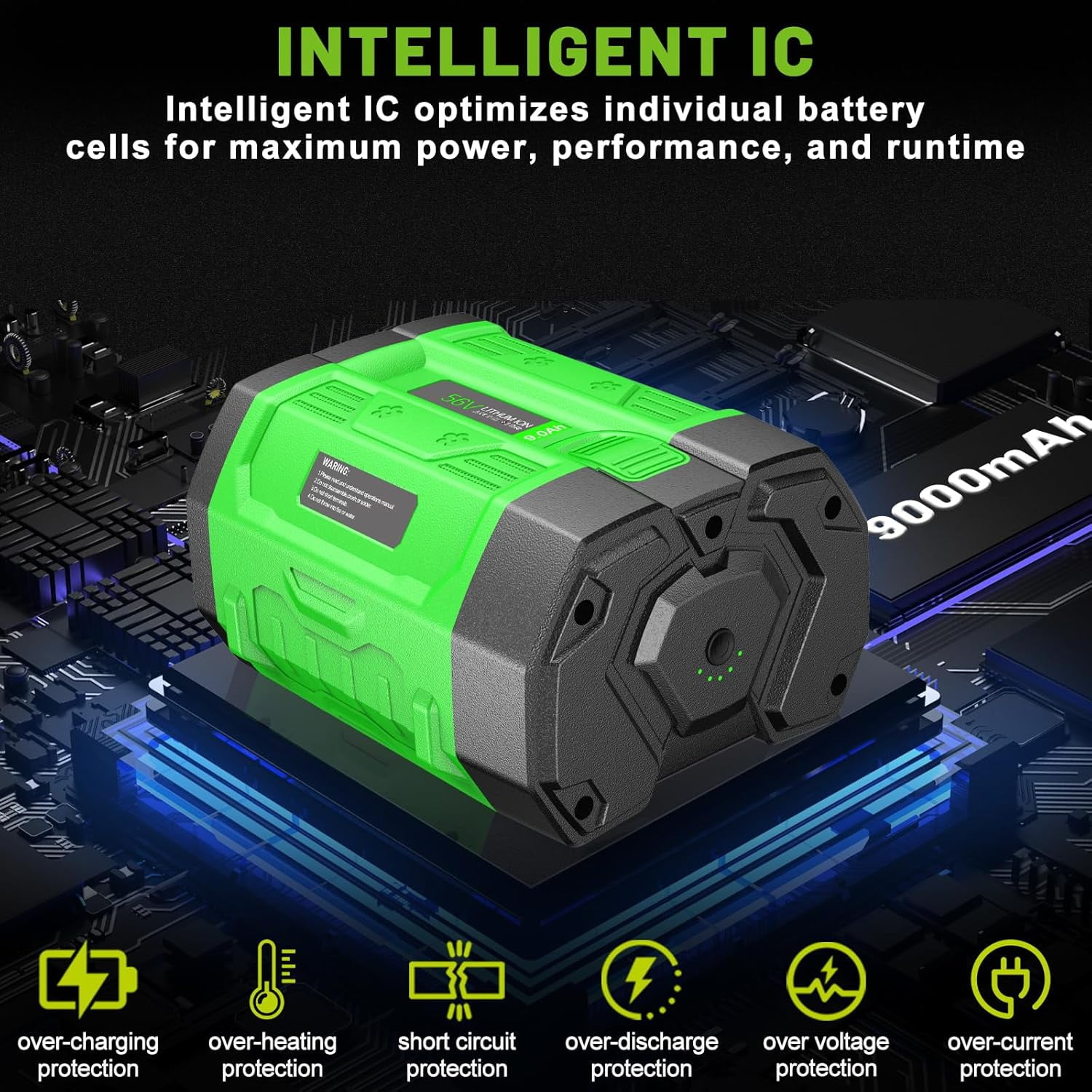 Replacement for EGO 56V Battery 9.0Ah Rechargeable Lithium Ion Battery
