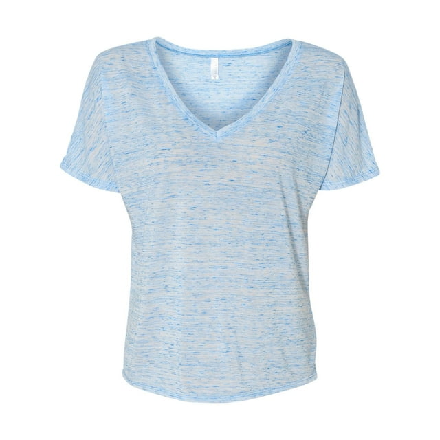 BELLA 8815 BellaCanvas Ladies` Flowy Basic V-Neck Tee 8815, 2XL, Blue Marble