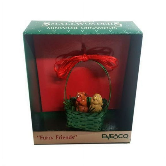 Vintage 1989 Enesco Small Wonders Miniature Ornaments Furry Friends