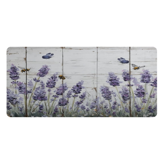 Leather Keyboard and Mouse Desk Mat Office Desk Accessories Protective Office Desk Decor Desk Pad Mat for Gaming, Work from Home, Office Lavender and Bees 16.5" x 35.4"