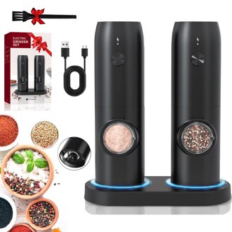 Electric Salt & Pepper Grinder Set – USB Rechargeable, Adjustable Coarseness, LED Display