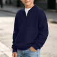 thumbnail image 4 of Abcomgle Boys Quarter Zip Sweater Athletic Waffle Knit Kids Pullover Sweatshirts Crewneck Long Sleeve Boys Pullover Sweater Trendy Boys Fall Shirts, 4 of 4