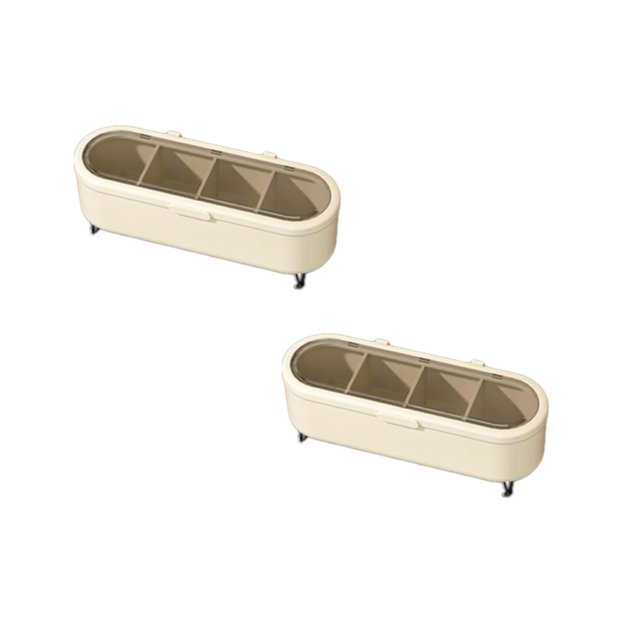 Oleegame 2PC Spice Dispenser Mini Kitchen Seasoning Box Divided Storage Rack Seasoning Box Containers | Removable With Spoons Kitchen Seasonings Organizer For Sugar Pepper Beige