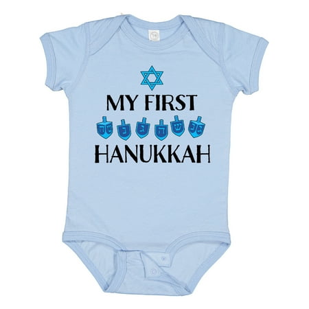 

Inktastic My 1st Hanukkah Dreidels in Blue with Star of David Boys or Girls Baby Bodysuit