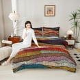 thumbnail image 4 of Manfei Rainbow Stripes Full Size Comforter Sets 3-Piece, Contemporary Abstract Bedding Comforter Set, Wave Lines Bedding Sets, Super Cozy Room Decor, 4 of 8