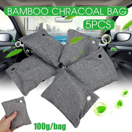 5Pcs Bamboo Charcoal Air Purifying Bag,100g Natural Air Freshener Bags Activated Charcoal Odor Eliminators Car Air Purifier Closet Freshener Home Air Freshener Charcoal