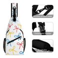 thumbnail image 3 of Full Print Chest Bag 8×15in Outer Large Bag On Both Sides Of Mesh Bag Inside Pocket Design Sponge Pad Shoulder Strap Playful Thin Cartoon Primary Color Ribbon Bow Pattern, 3 of 8