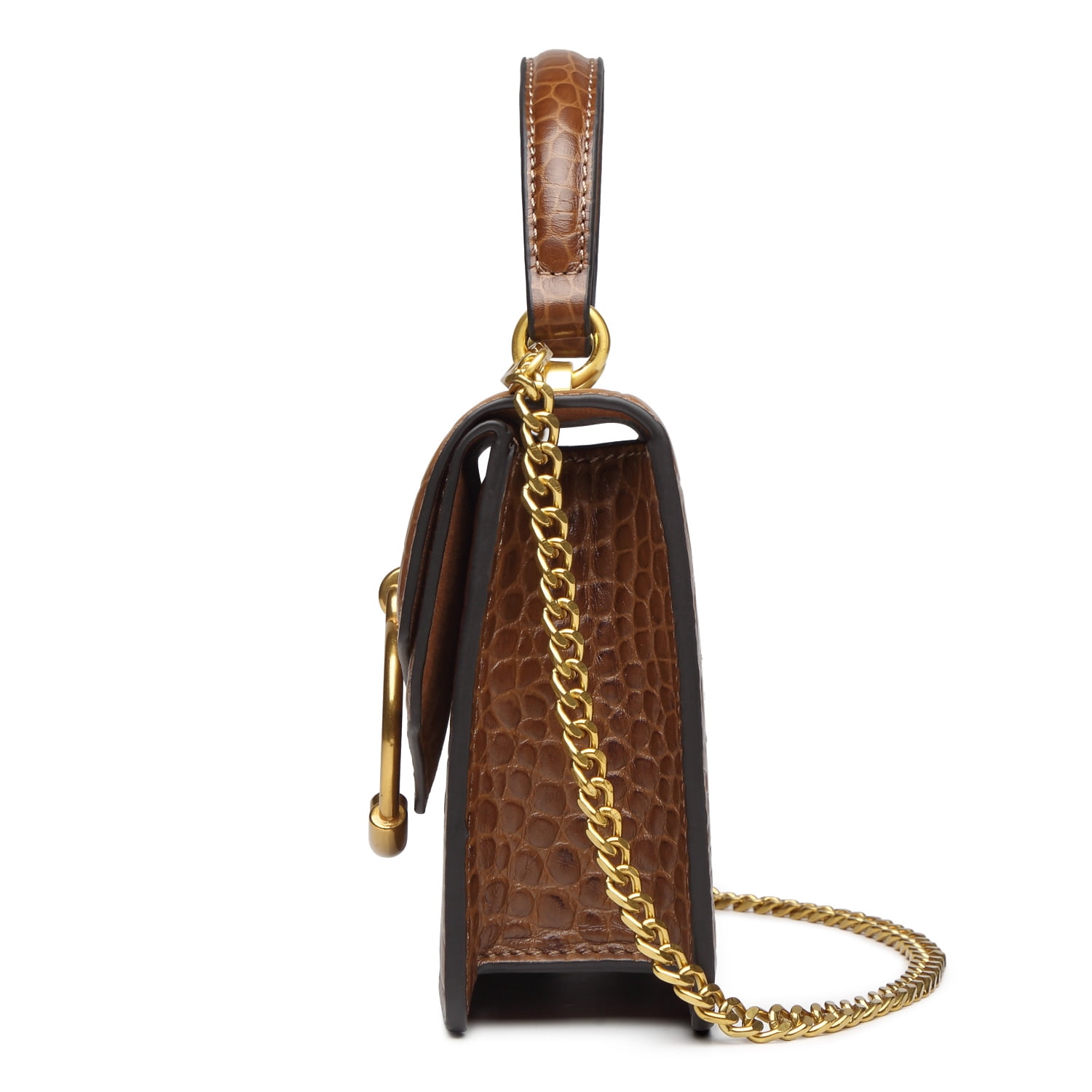 FEIMINA Genuine Leather Purses Handbags,Chain Crossbody Bags For Women,Shoulder Bag,Cute Tote,Magnetic Clasp, Flap(Brown)